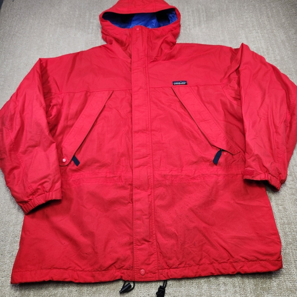 Vintage 90s Patagonia Jacket Men Large Parka Storm Full Zip Hooded Waterproof